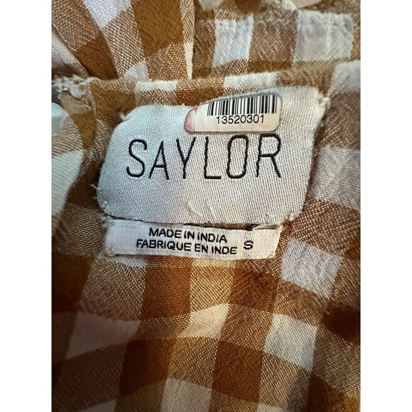 SAYLOR Laken Mustard Yellow Gingham Jumpsuit SIZE SMALL Retail $253 - Picture 4 of 12